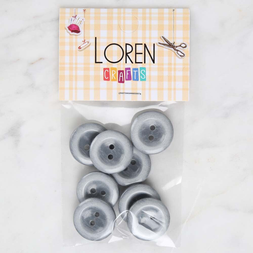 Loren Crafts 8'li Gri Düğme - 1707